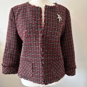 East 5th Red, Black, and Gray Jacket with Brooch